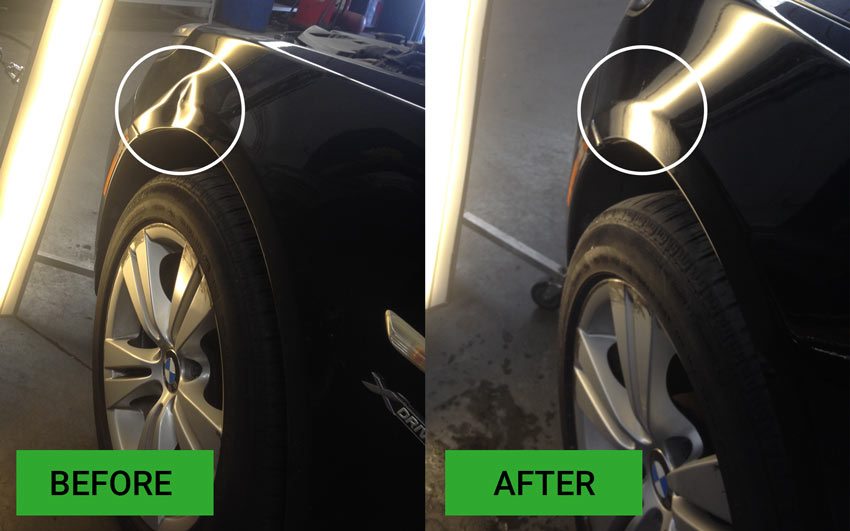 before and after dent repair